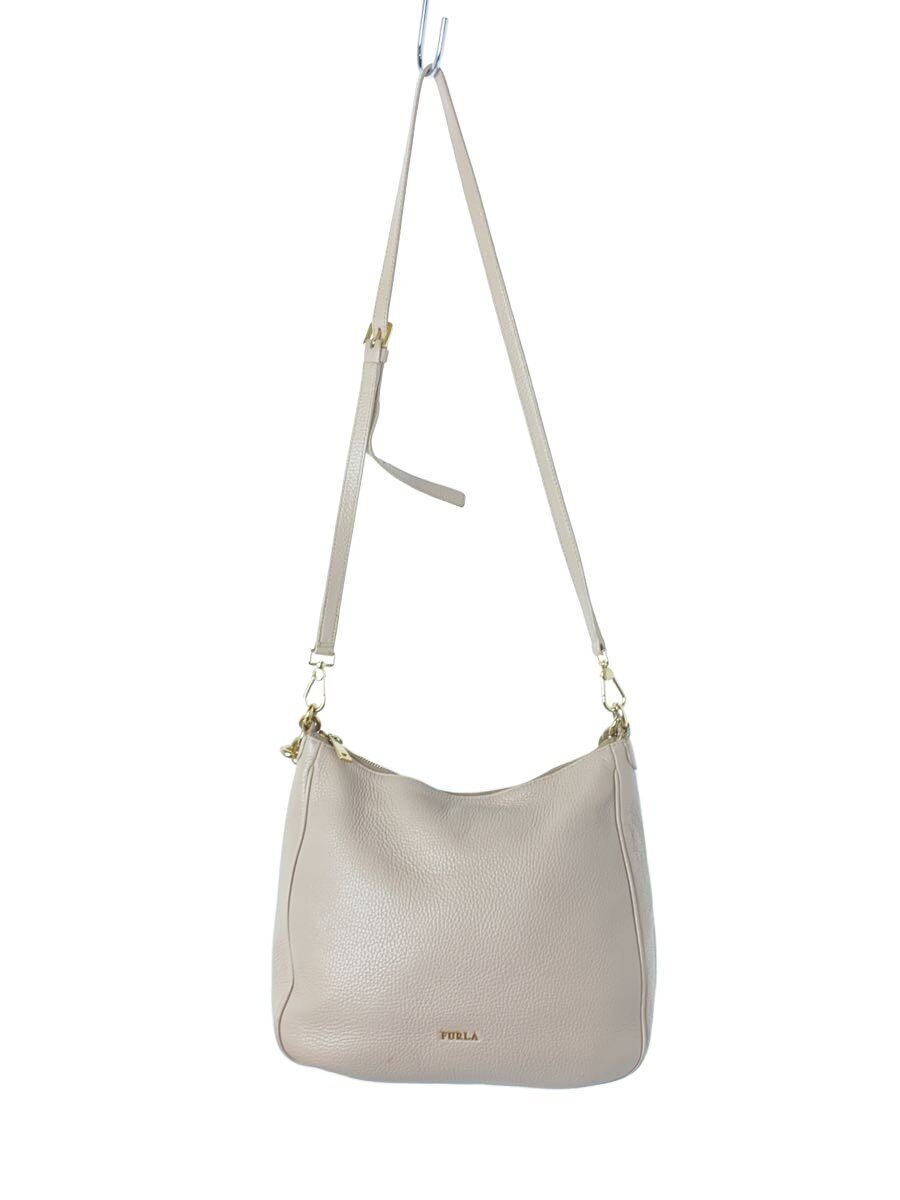 FURLA◆hobo cometa M/ショルダーバッグ/レザー/PNK/無地