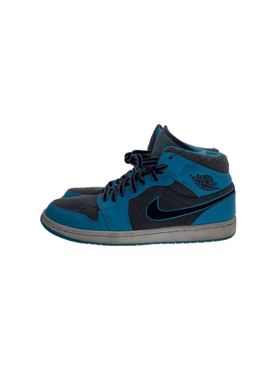 【中古】NIKE◆AIR JORDAN 1 MID/エアジョーダンミッド/ブルー/633206-405/26cm/BLU【シューズ】