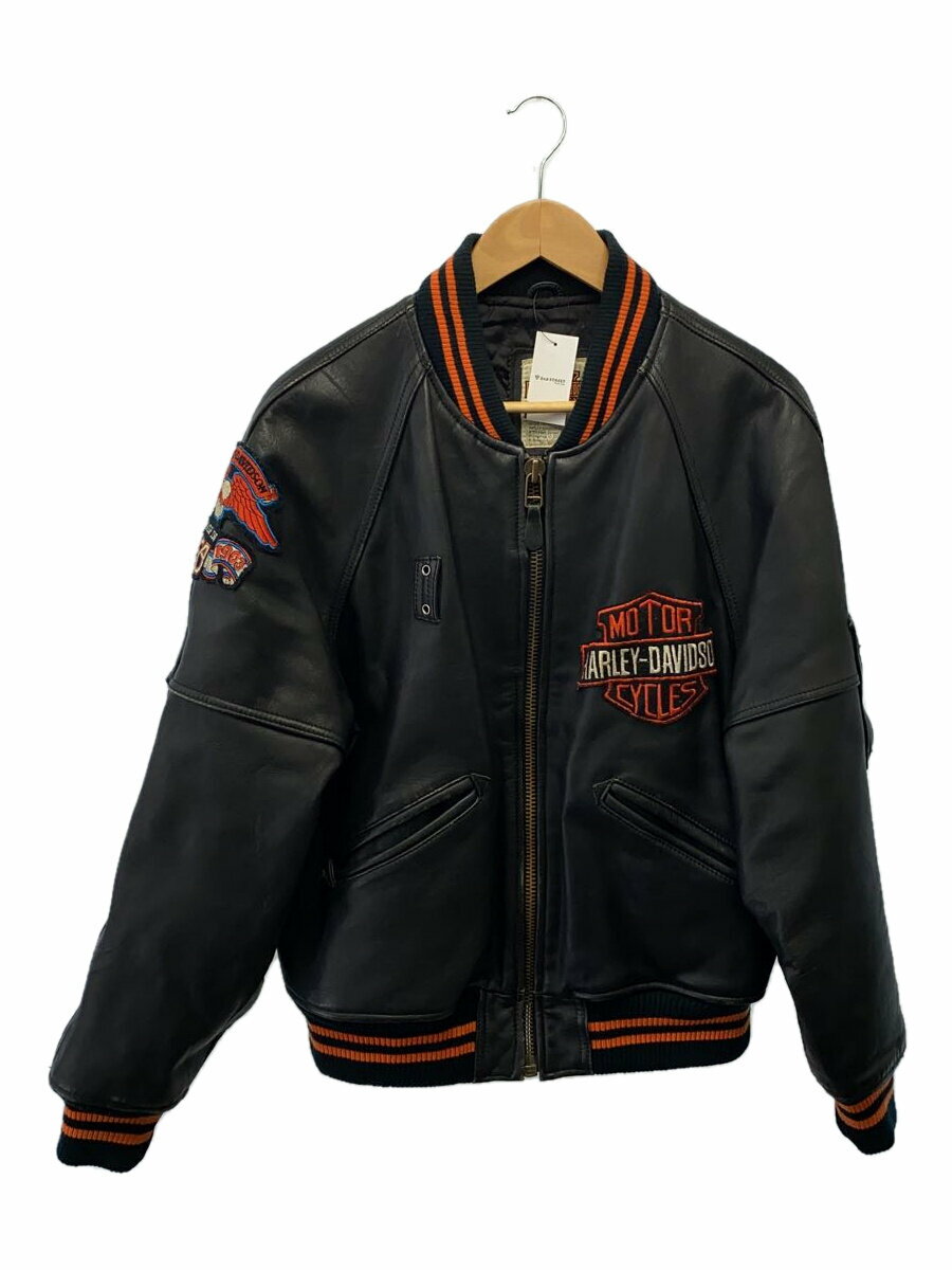 【中古】HARLEY DAVIDSON◆レザージャケット・ブルゾン/M/レザー/BLK【メンズウェア】
