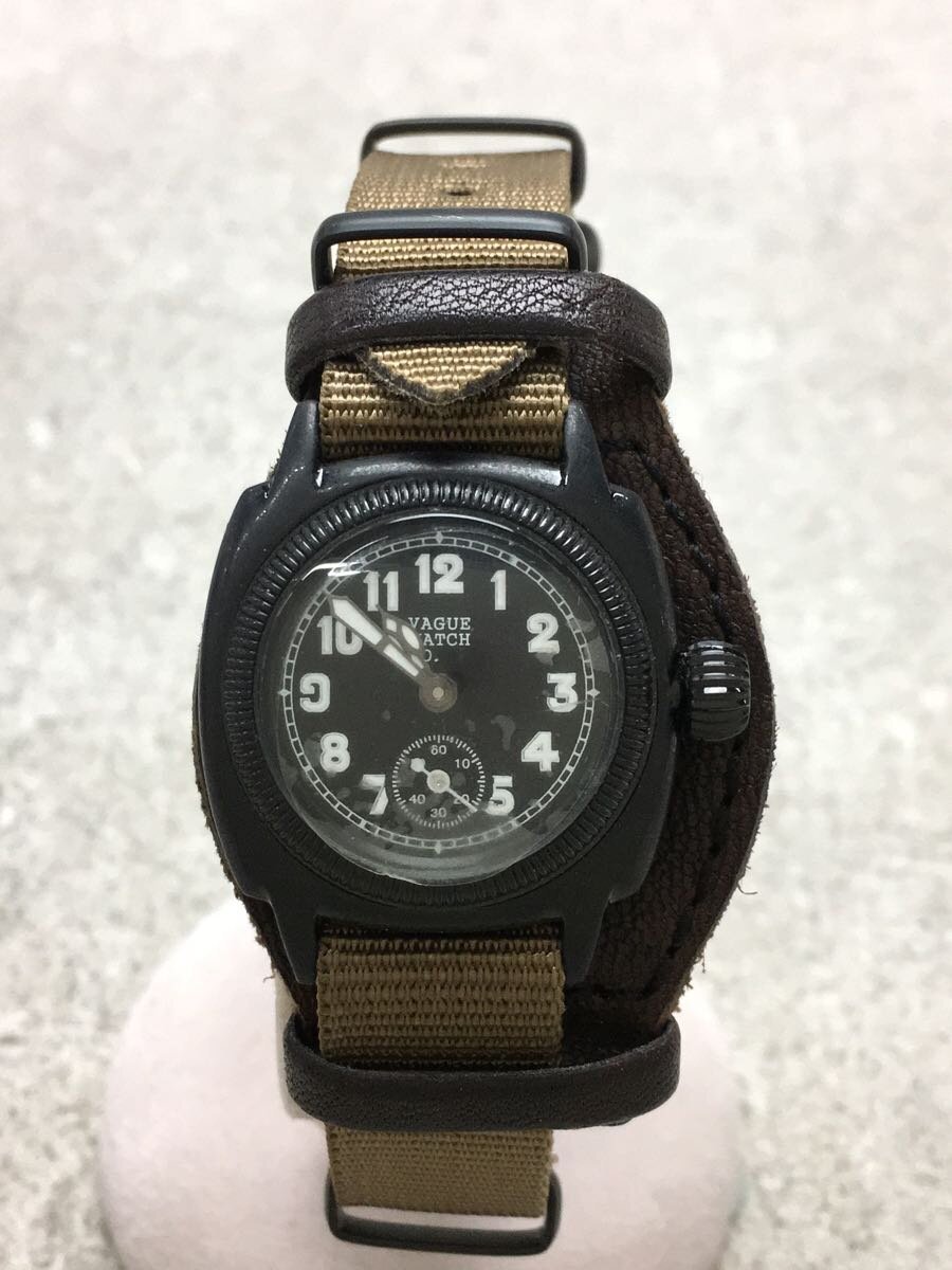 【中古】VAGUE WATCH CO.◆coussin mil/クォーツ腕時計/アナログ/BLK/BRW//【服飾雑貨他】