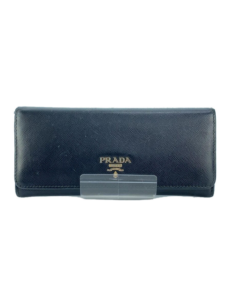 【中古】PRADA◆長財布/レザー/BLK/レディース/1M1132【服飾雑貨他】