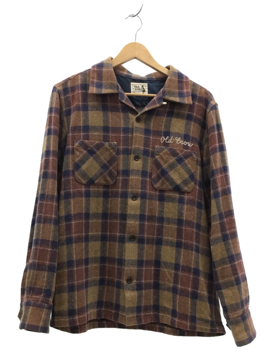 【中古】OLD CROW◆SPEEDWAY/LS CHECK SHIRTS/オープンカラーネルシャツ/L/ブラウン/OC-20-AW-13【メンズウェア】