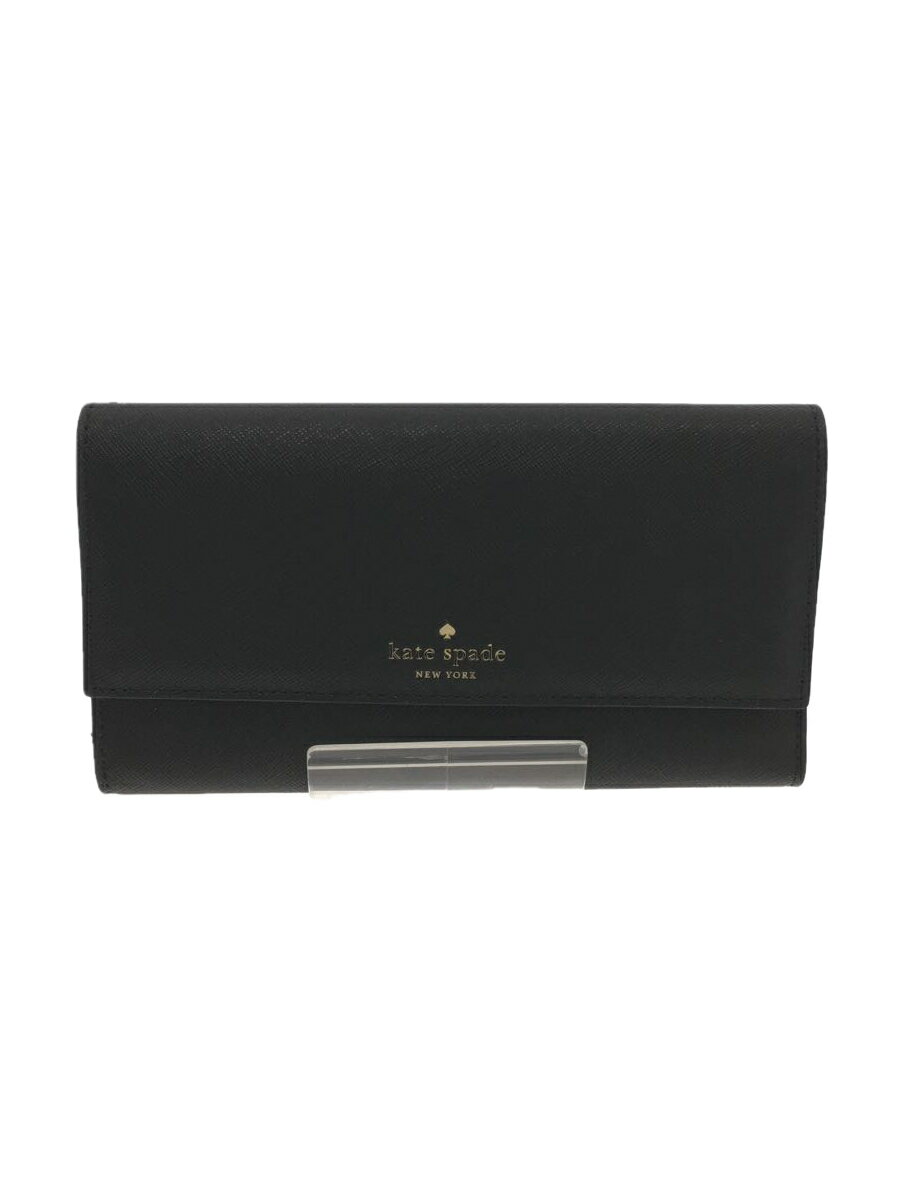 【中古】kate spade new york◆8ARU1646/長財布/レザー/BLK/無地/スマホケース【服飾雑貨他】