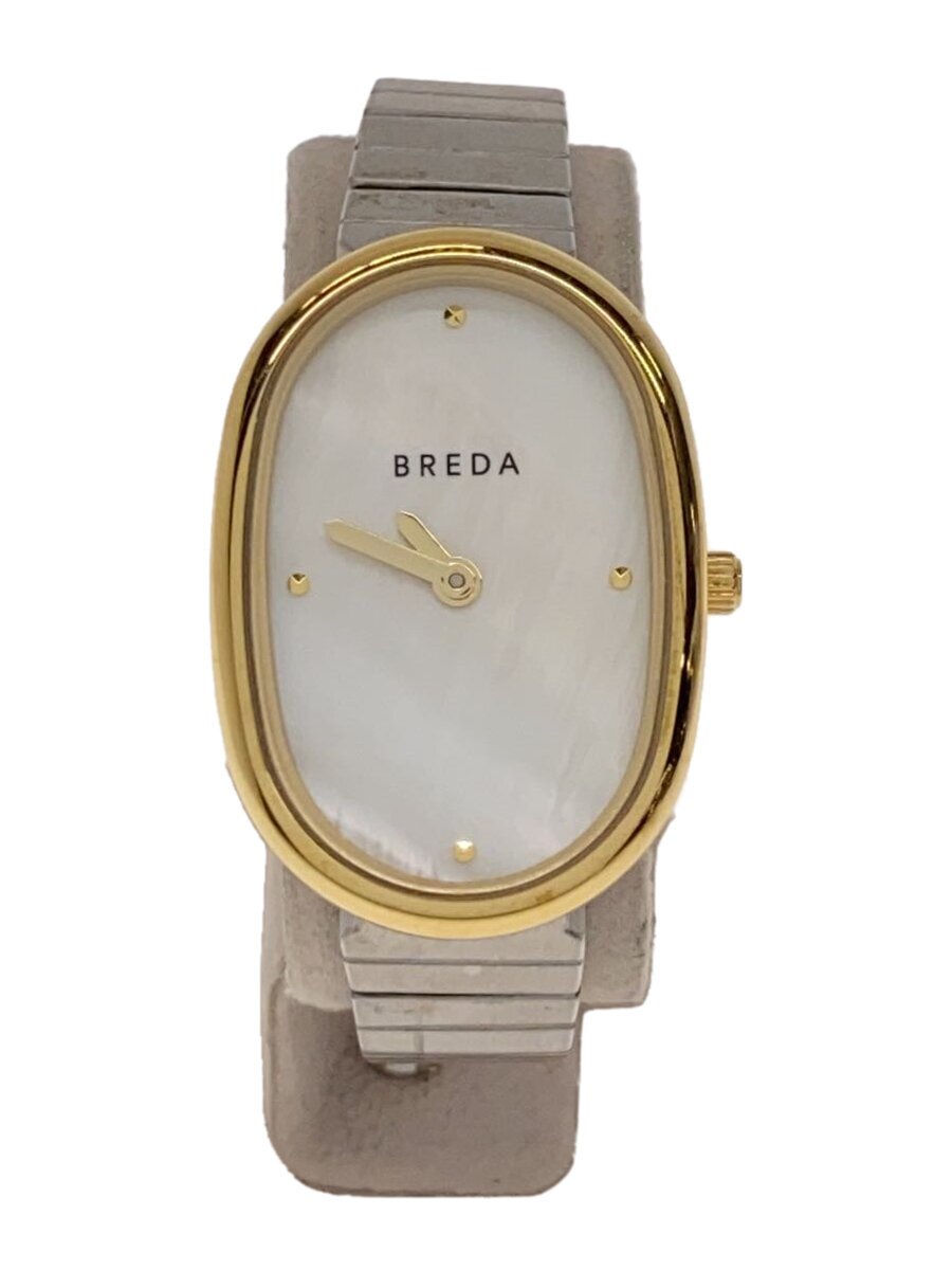 【中古】BREDA◆クォーツ腕時計/アナログ/ステンレス/WHT/SLV/1741d【服飾雑貨他】