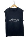 【中古】UNKNOWN LONDON◆ニットベスト(厚手)/L/コットン/BLK/ブラック【メンズウェア】