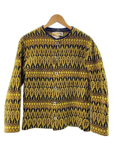【中古】ICELAND/カーディガン(厚手)/S/ウール/イエロー/総柄【メンズウェア】 【中古】ICELAND/カーディガン(厚手)/S/ウール/イエロー/総柄【メンズウェア】