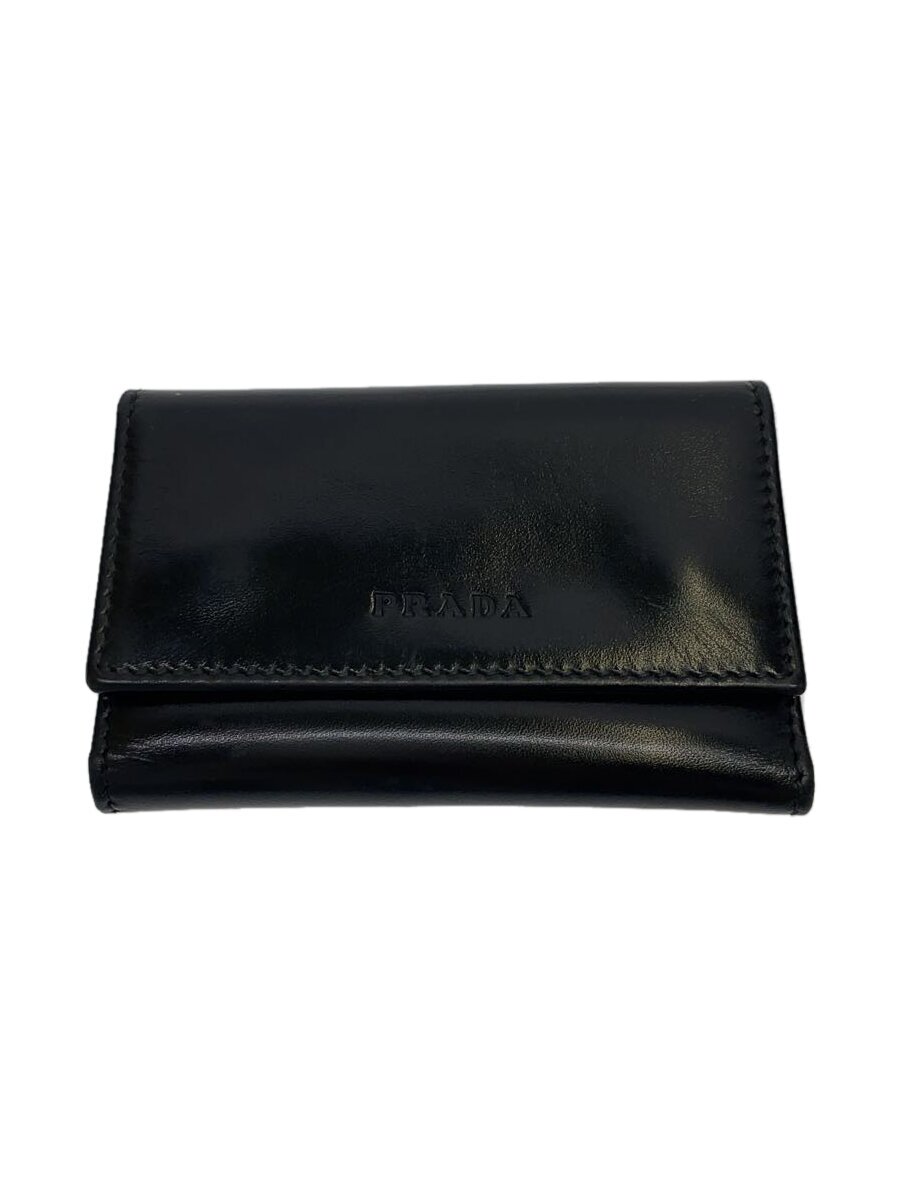 【中古】PRADA◆キーケース/レザー/BLK/無地/メンズ【服飾雑貨他】