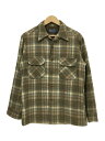 【中古】PENDLETON◆70s/オープンカラー/長袖シャツ/M/ウール/BEG/チェック【メンズウェア】