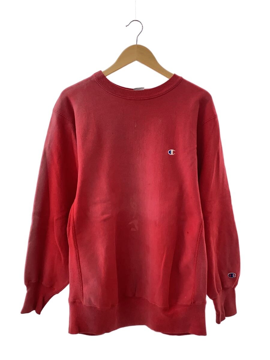 【中古】Champion◆スウェット/XL/コットン/RED/無地【メンズウェア】