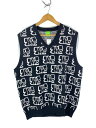 【中古】HUF◆REMIO KNIT VEST/BLK/M/ニットベスト(薄手)【メンズウェア】