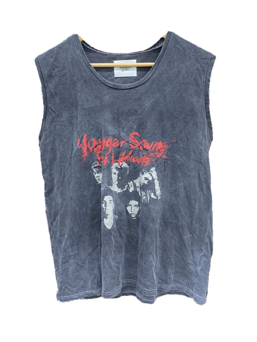 【中古】Younger Song◆タンクトップ/M/コットン/BLK/総柄【メンズウェア】
