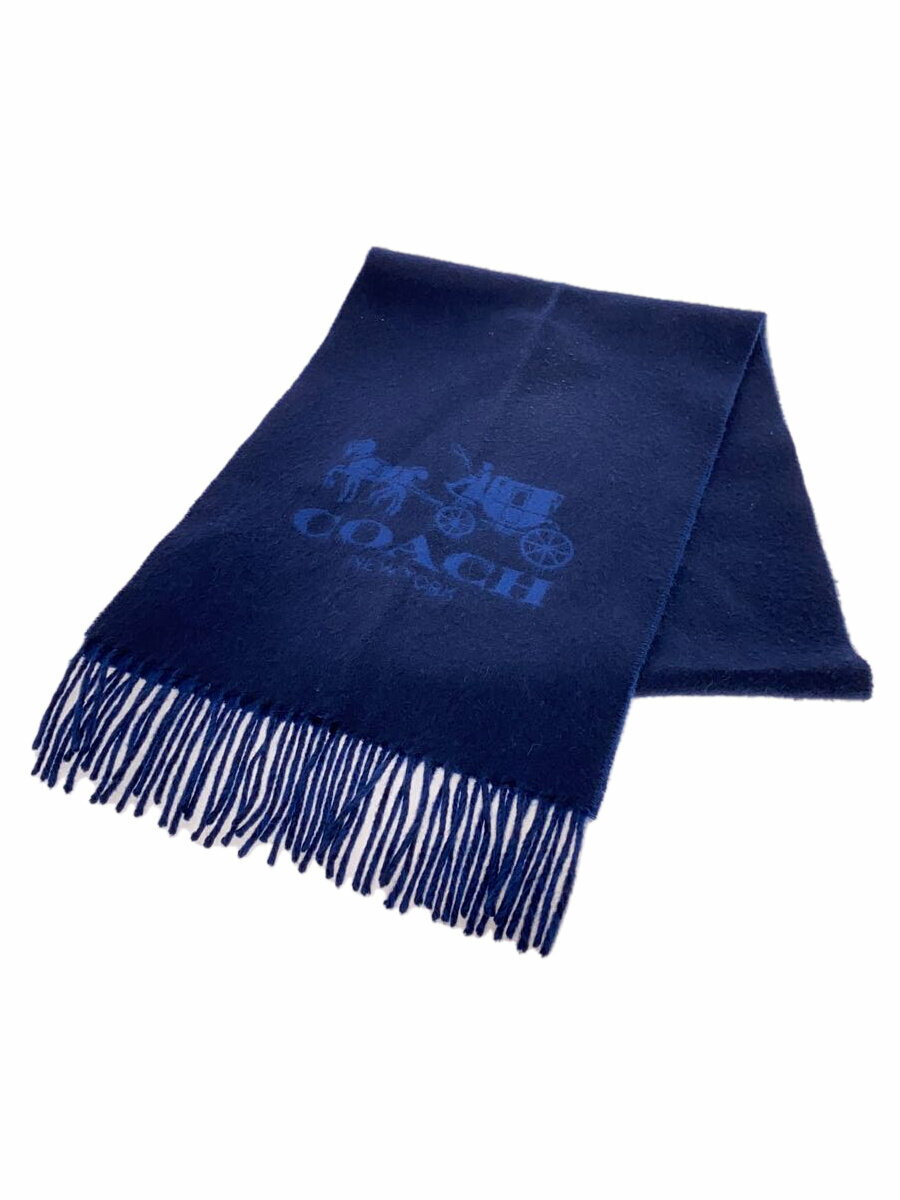 【中古】COACH◆マフラー/カシミア/BLU/メンズ【服飾雑貨他】