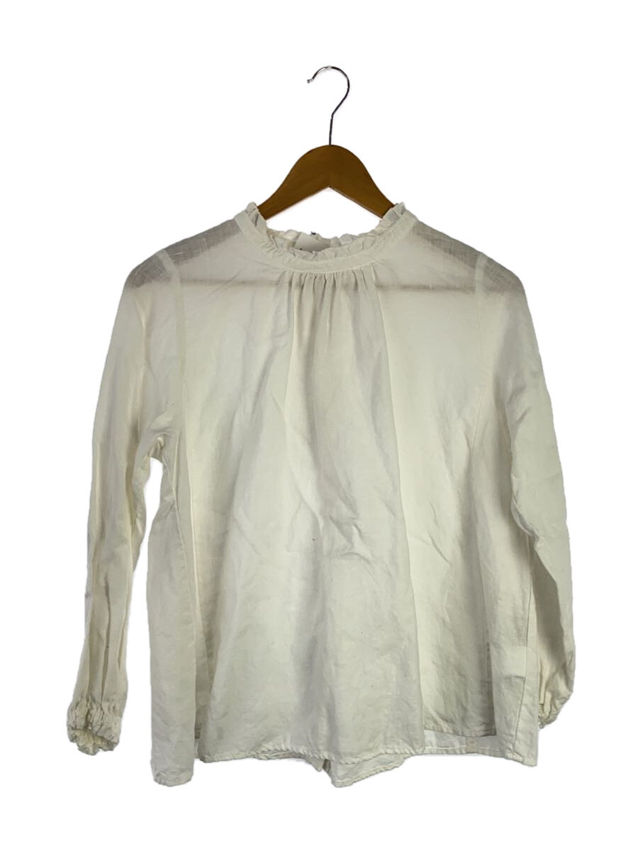 【中古】nest Robe◆長袖ブラウス/FREE/リネン/WHT/無地/【レディースウェア】