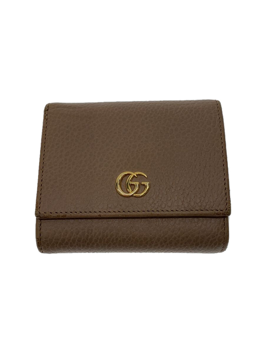 【中古】GUCCI◆2ツ折サイフ/レザー/BEG/レディース【服飾雑貨他】
