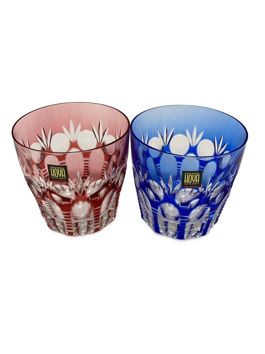 【中古】HOYA◆グラス/2点セット/RED BLU【キッチン用品】