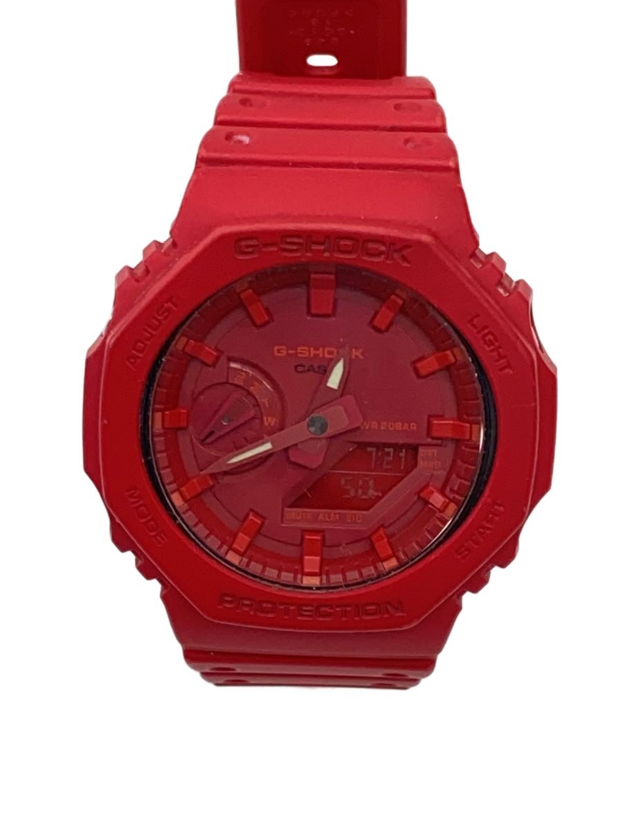 【中古】CASIO◆クォーツ腕時計/デジタル/RED/RED/ga-2100【服飾雑貨他】