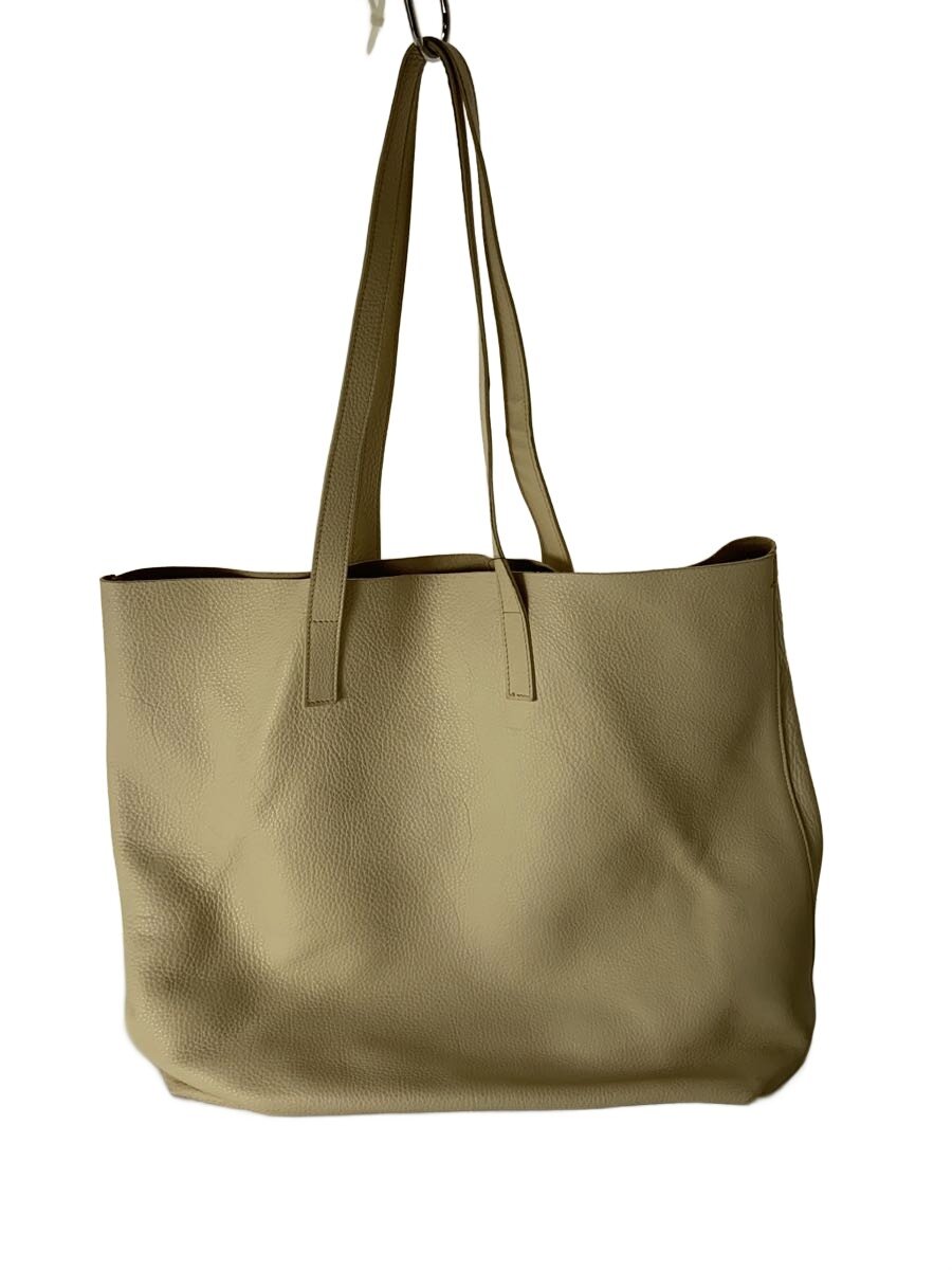 【中古】PRADA◆トートバッグ/レザー/WHT/無地【バッグ】