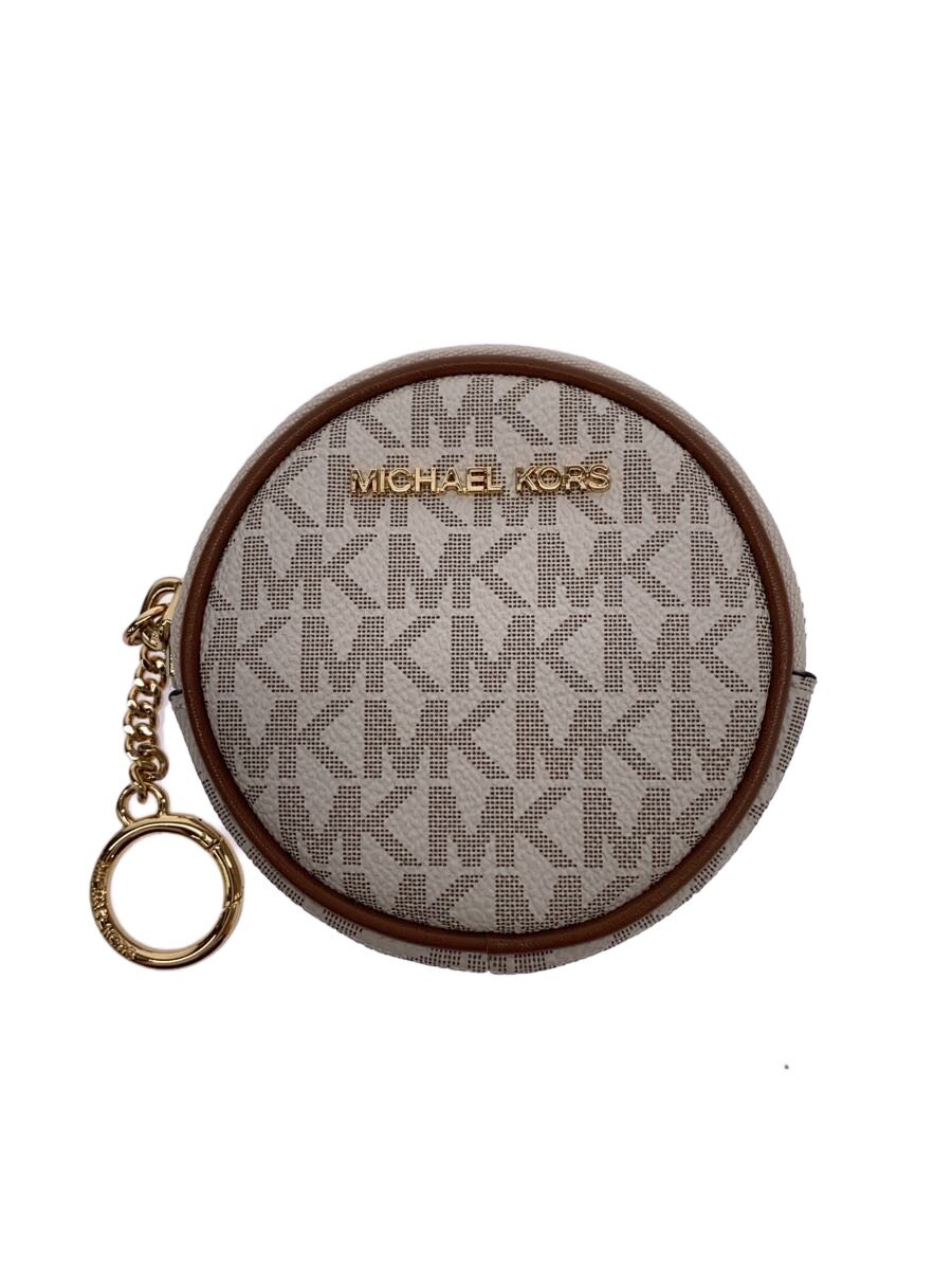 【中古】MICHAEL KORS◆サークルコインポーチ/MKシグネチャー/コインケース/PVC/ホワイト/総柄/レディース/35S5GTVU5B【服飾雑貨他】
