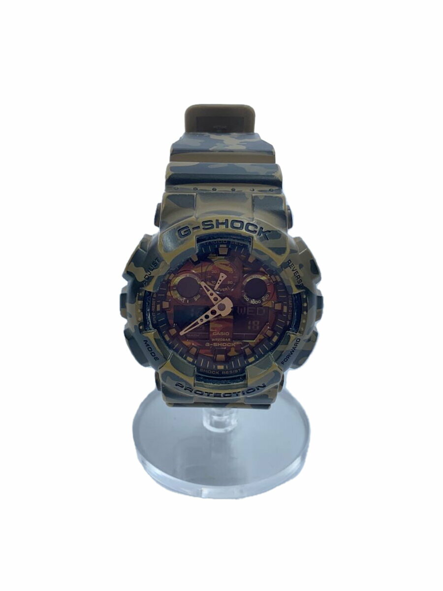 【中古】CASIO◆クォーツ腕時計・G-SHOCK/デジアナ/ラバー/KHK/KHK【服飾雑貨他】