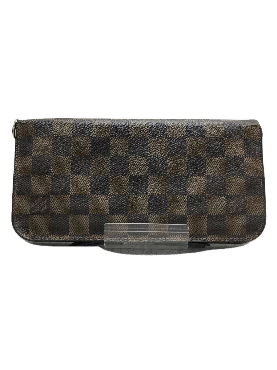 【中古】LOUIS VUITTON◆ポルト・フォイユ・アンソリット_ダミエ・エベヌ_BRW/PVC/BRW/メンズ【服飾雑貨他】