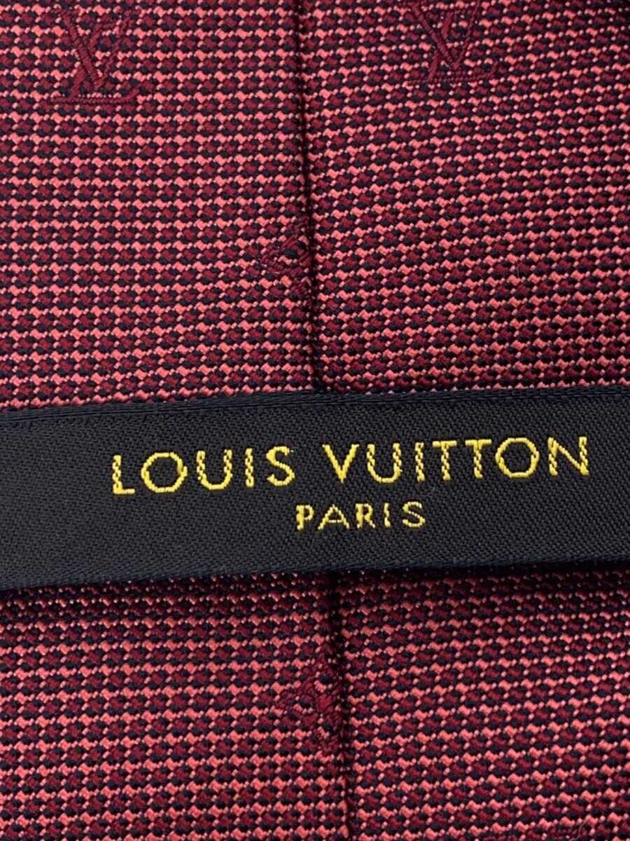 【中古】LOUIS VUITTON◆ネクタイ/シルク/ボルドー/レッド/赤/総柄/メンズ【服飾雑貨他】
