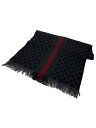 【中古】GUCCI◆マフラー/ウール/BLK/総柄/メンズ/147351 4G704【服飾雑貨他】