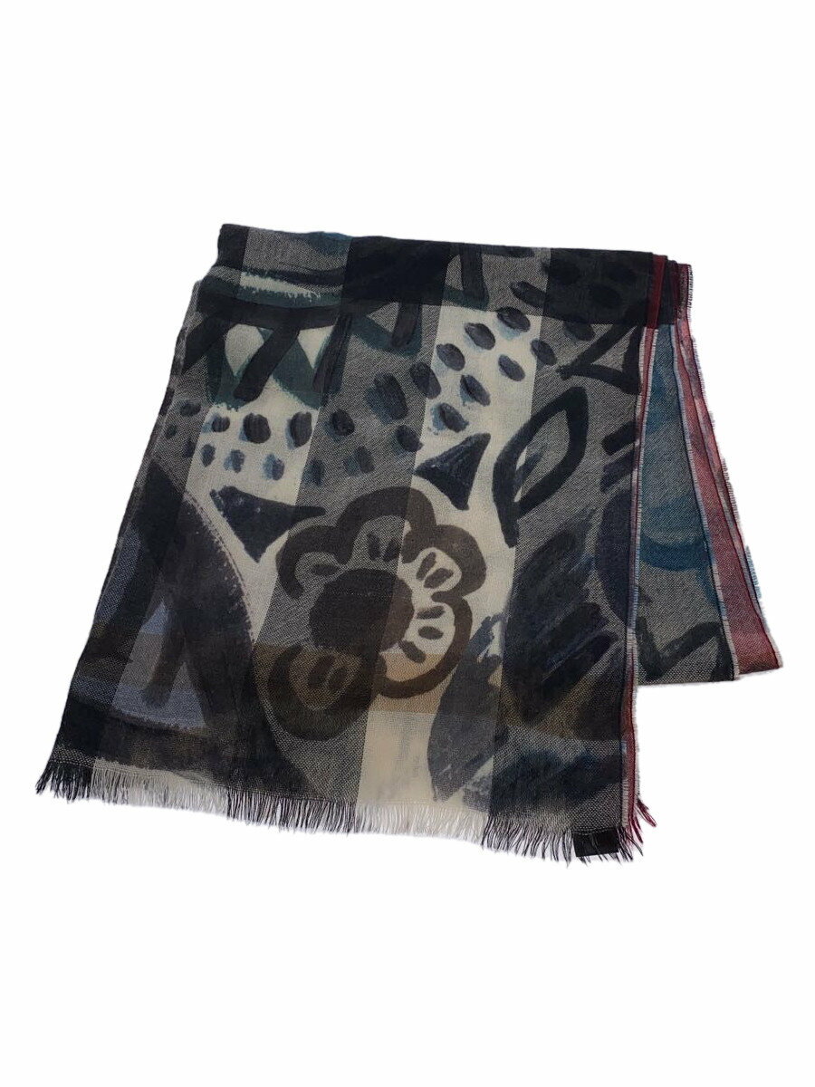 【中古】BURBERRY◆マフラー/カシミア/BLK/総柄/レディース/70×230cm【服飾雑貨他】