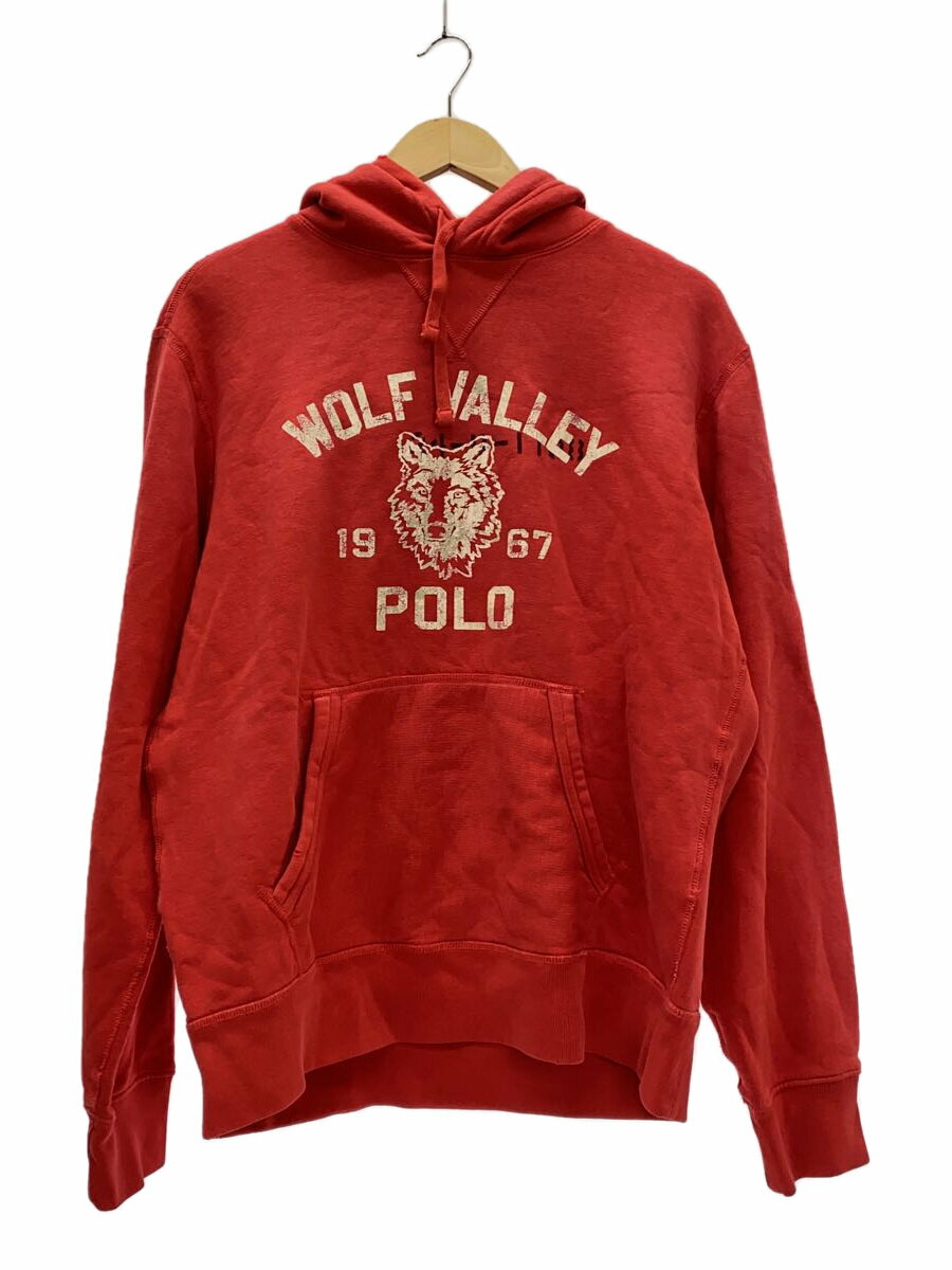 【中古】POLO RALPH LAUREN◆パーカー/M/コットン/RED【メンズウェア】