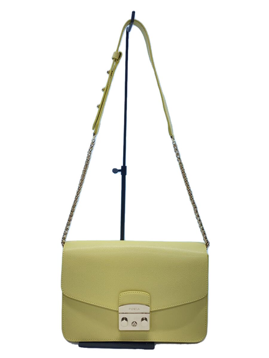 【中古】FURLA◆メトロポリス/ショルダーバッグ/レザー/YLW/BNF8【バッグ】