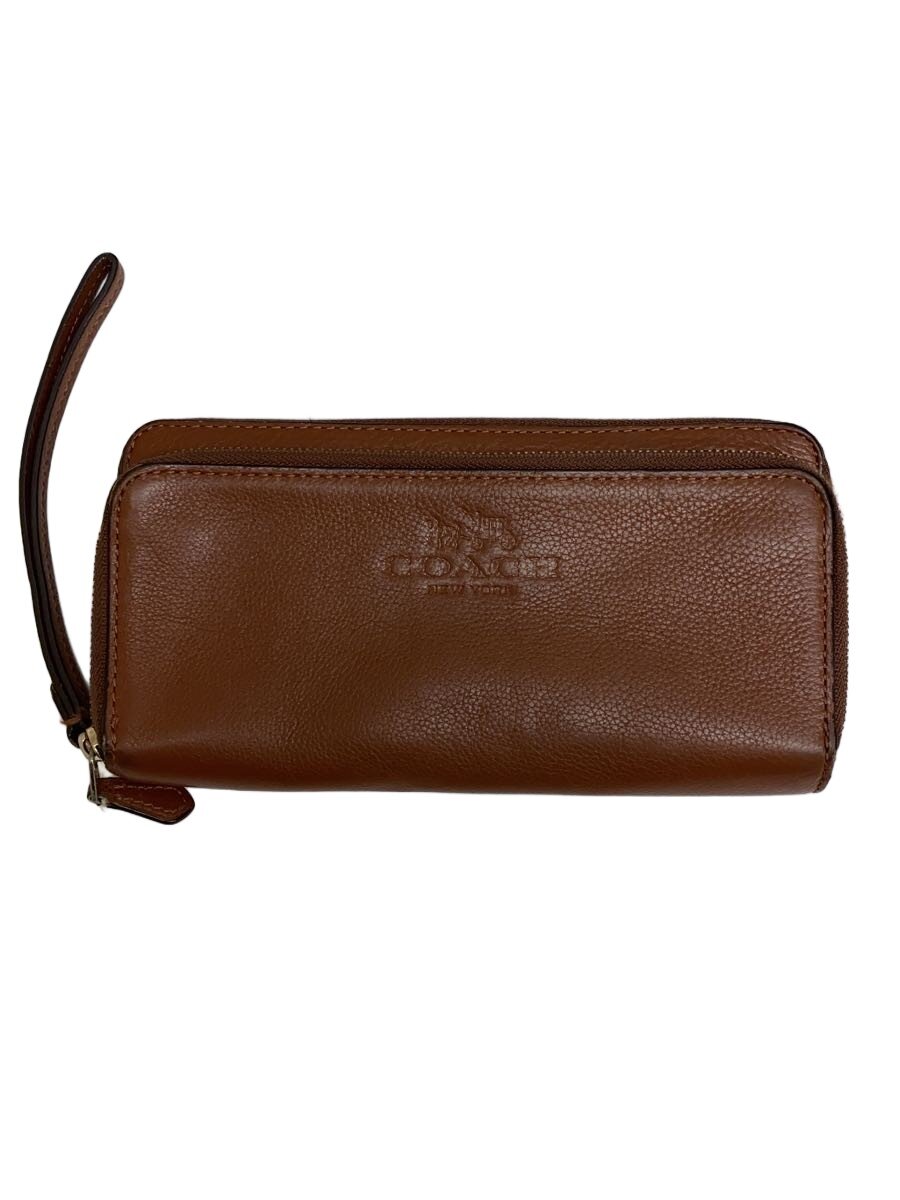 【中古】COACH◆長財布_パーカー/レザー/BRW/無地/レディース【服飾雑貨他】