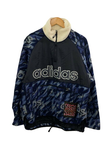 【中古】adidas◆90s/金タグ/ハーフジップフリースジャケット/M/ポリエステル/BLU/総柄【メンズウェア】 【中古】adidas◆90s/金タグ/ハーフジップフリースジャケット/M/ポリエステル/BLU/総柄【メンズウェア】