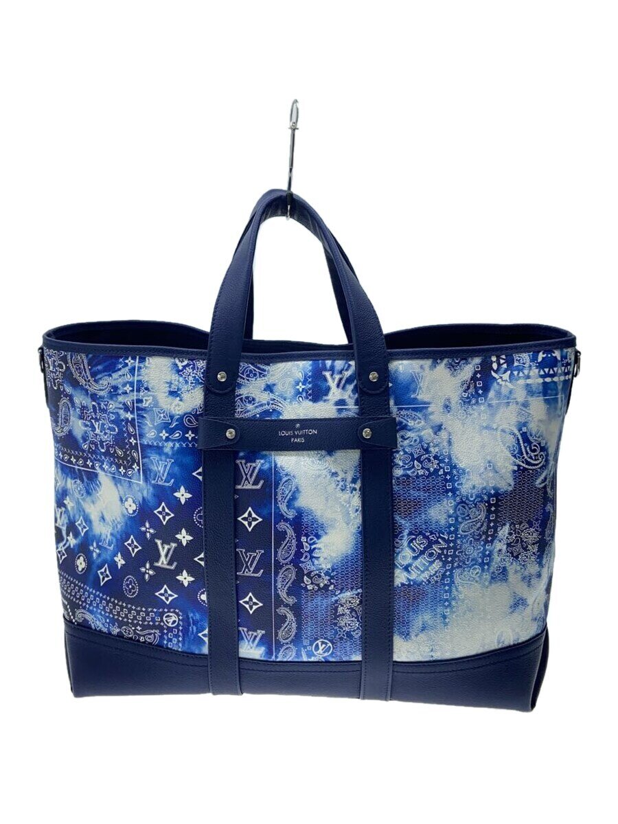 LOUIS VUITTON◆TROLLY TOTE_トローリートート_バンダナ_モノグラム/トートバッグ/ブルー/M20553