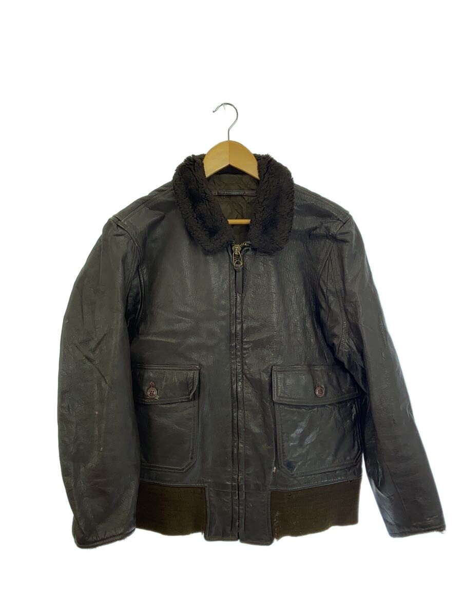 US.NAVY◆G-1/scovil/60s/タグ欠損/フライトジャケット/レザー/BRW