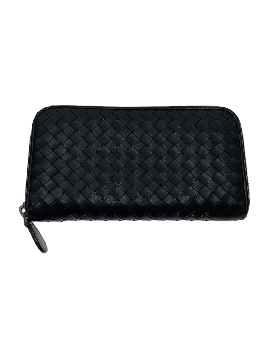 【中古】BOTTEGA VENETA◆イントレチャート/コインケース等状態考慮/長財布/レザー/BLK/メンズ【服飾雑貨他】