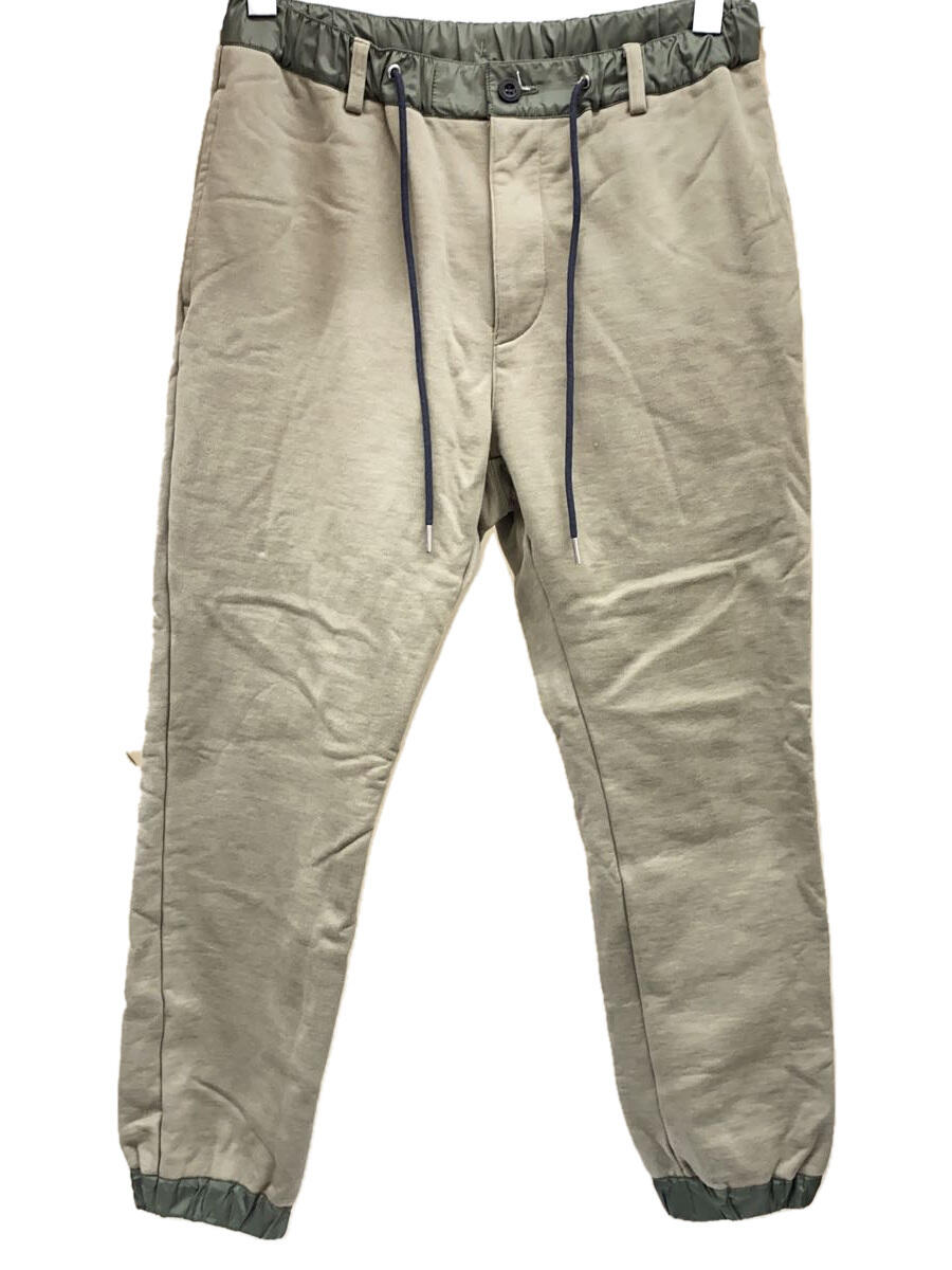 【中古】sacai◆ドローストリングスウェットジャージパンツ/2/コットン/KHK/無地/2【メンズウェア】