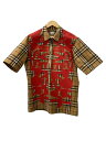 【中古】BURBERRY◆半袖シャツ/S/コットン/BEG/チェック【メンズウェア】