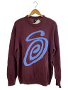 【中古】STUSSY◆CURLY S SWEATER/ニット・セーター(厚手)/L/コットン/BRD【メンズウェア】