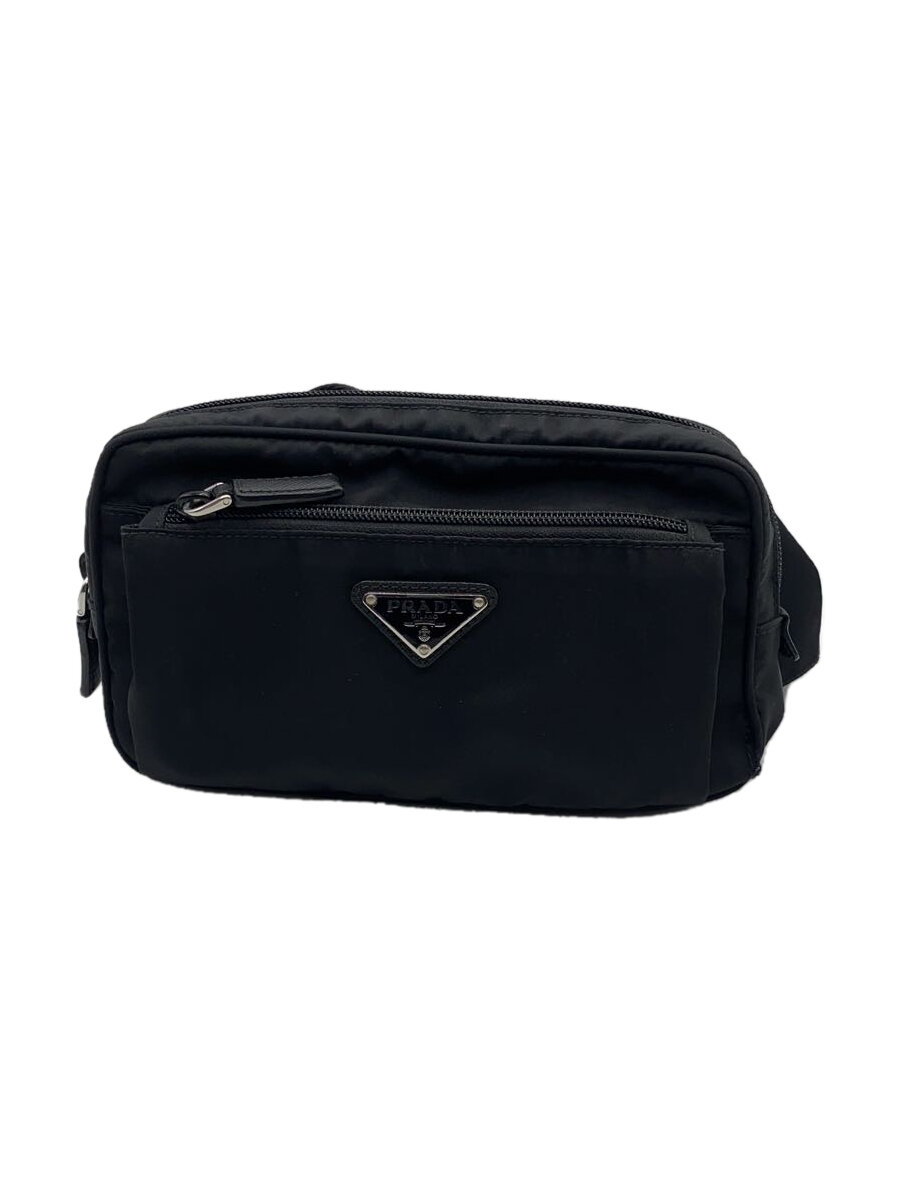 【中古】PRADA◆ウエストバッグ/ナイロン/BLK/無地//【バッグ】