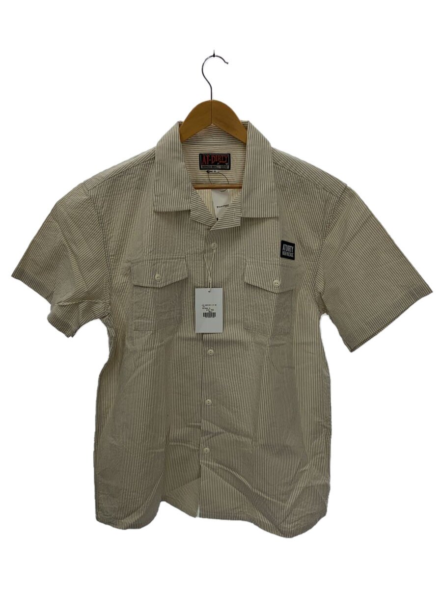 AT-DIRTY◆SERVICE S/S SHIRT/半袖シャツ/XL/コットン/CRM/ストライプ/タグ付き