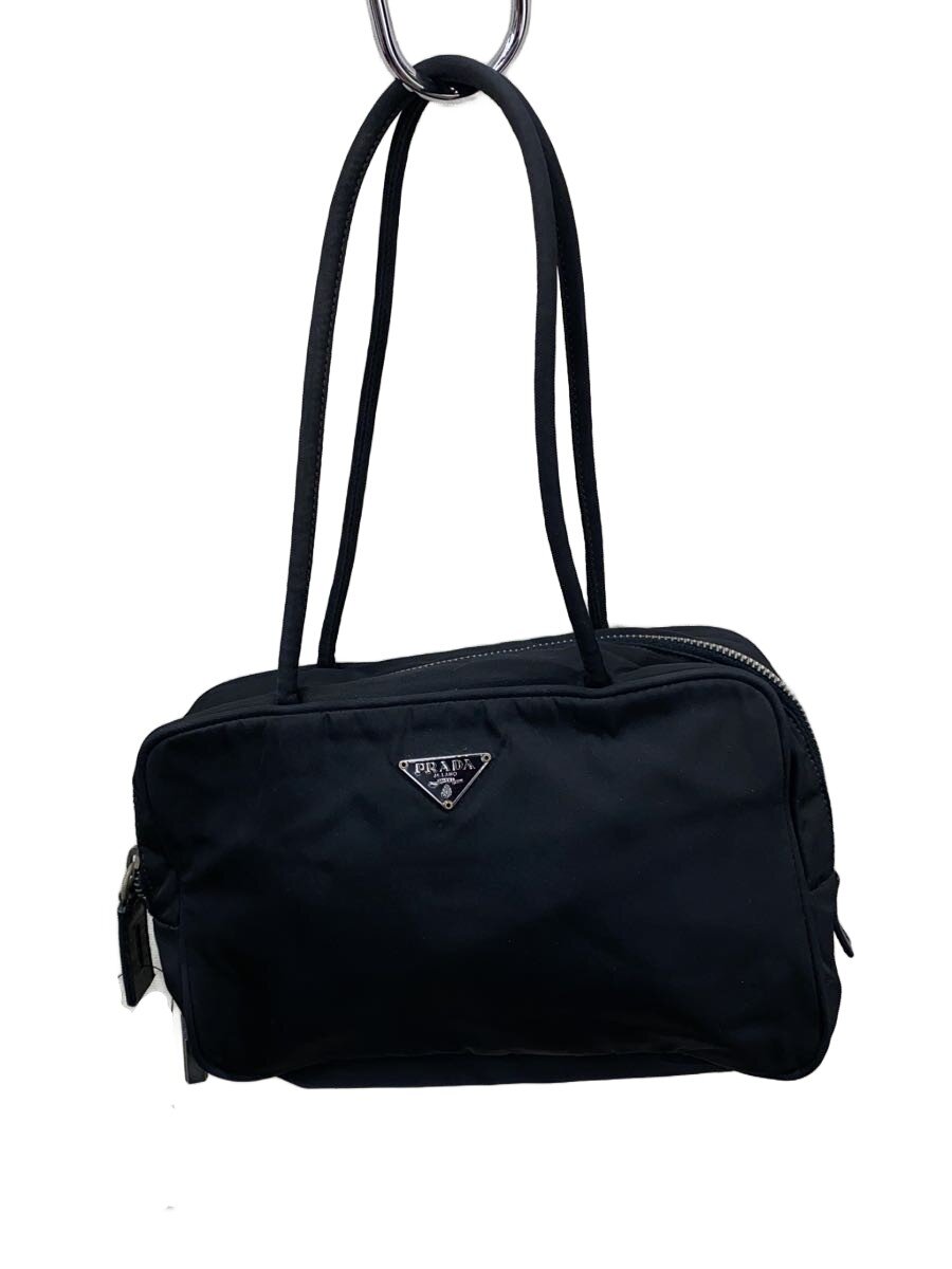PRADA - 【中古】PRADA◆三角プレート/ハンドバッグ/ナイロン/BLK【バッグ】