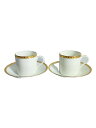 【中古】TIFFANY&Co.◆カップ&ソーサー/Gold Band/4点セット/WHT【キッチン用品】