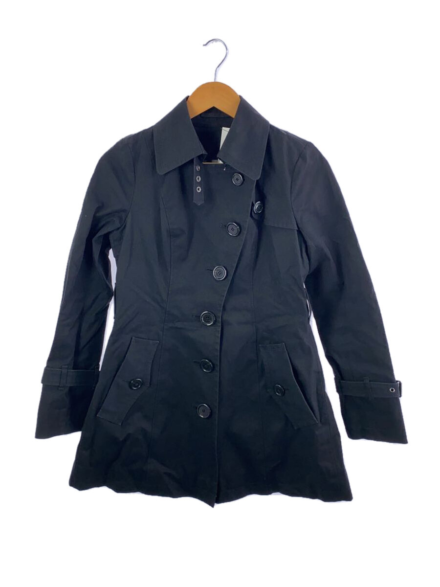 【中古】BURBERRY BLUE LABEL◆バーバリーブルーレーベル/トレンチコート/38/コットン/ブラック/FR511-697-09/使用感有【レディースウェア】