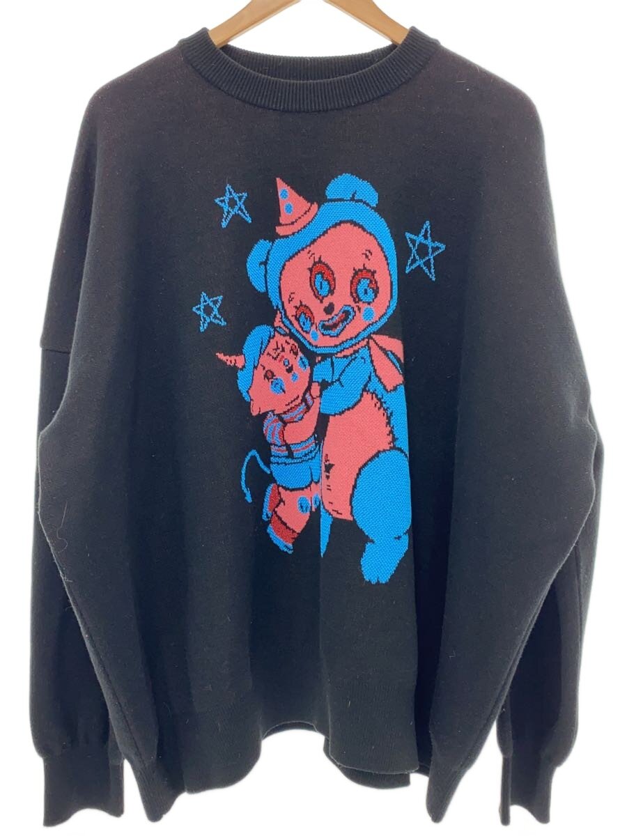【中古】KIDILL◆21AW/Hell Boy Pulloverニット・セーター(厚手)/FREE/ポリエステル/BLK/KL532【メンズウェア】