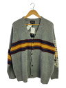 【中古】PENDLETON◆カーディガン(厚手)/L/ウール/GRY/ボーダー/2575-0002【メンズウェア】