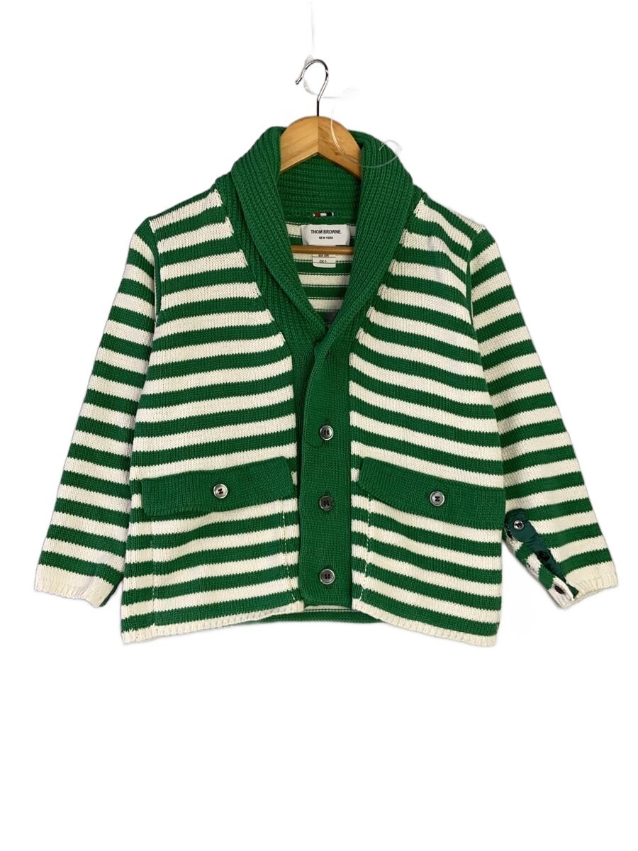 【中古】THOM BROWNE. NEW YORK◆ニット・セーター(厚手)/O/コットン/GRN/ストライプ/MKC202AK235/穴あき有//【レディースウェア】