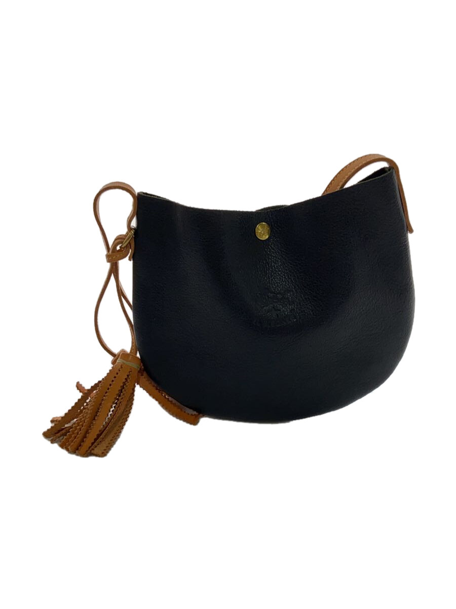 【中古】IL BISONTE◆ショルダーバッグ/レザー/BLK【バッグ】