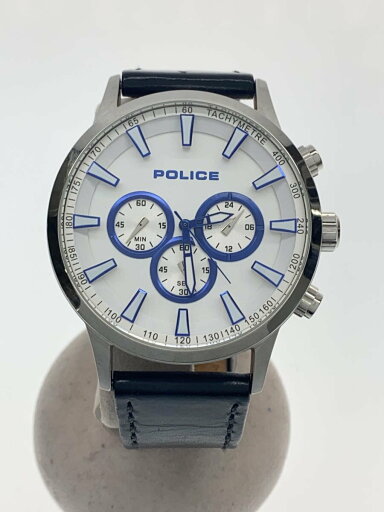 【中古】POLICE◆クォーツ腕時計/アナログ/ラバー/WHT/BLK/SS/15000J【服飾雑貨他】 【中古】POLICE◆クォーツ腕時計/アナログ/ラバー/WHT/BLK/SS/15000J【服飾雑貨他】