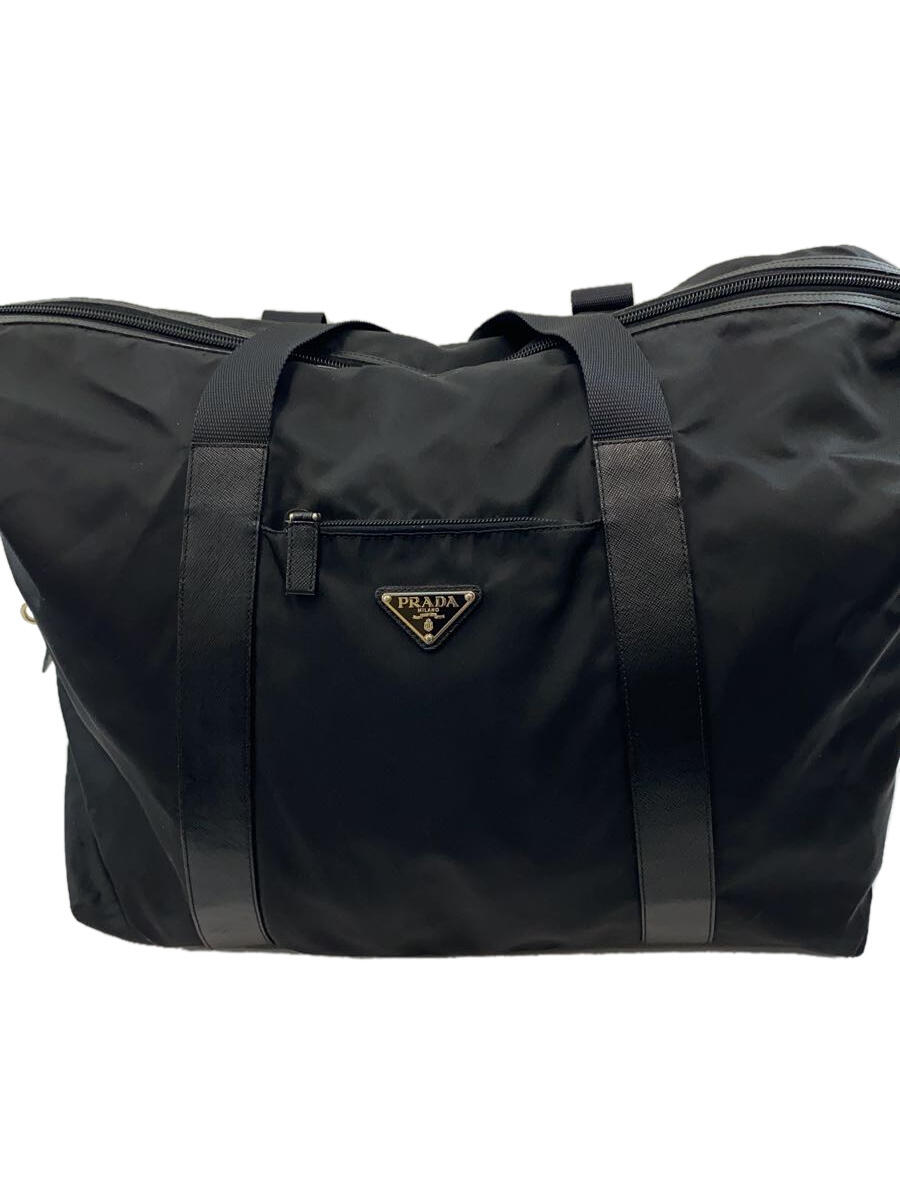 【中古】PRADA◆ボストンバッグ/ナイロン/BLK/無地【バッグ】