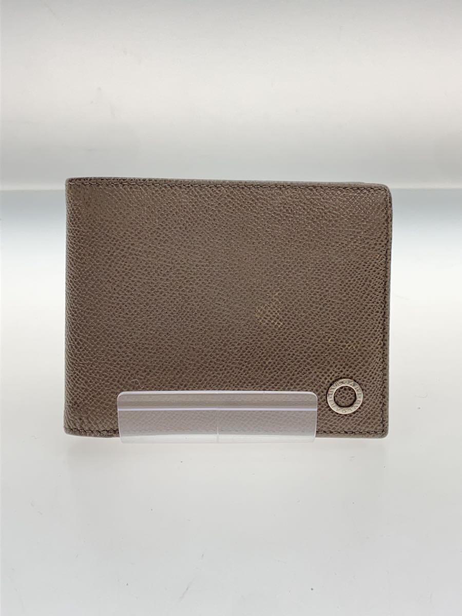 【中古】BVLGARI◆2つ折り財布/レザー/GRY/無地/メンズ/角スレ、使用感有/ブルガリ【服飾雑貨他】