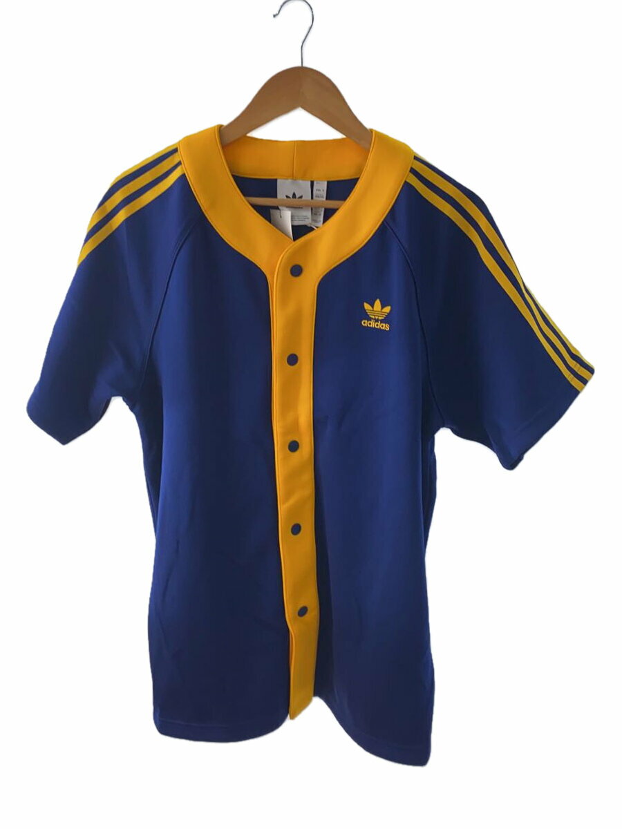【中古】adidas◆ベースボールシャツ/半袖シャツ/M/ポリエステル/NVY//【メンズウェア】